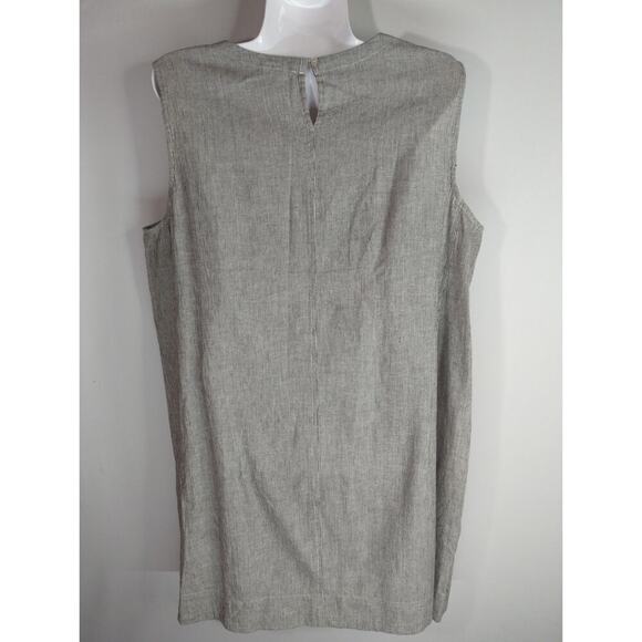 Eileen Fisher Graphite Organic Linen Pinstripe Tunic Dress Women's Est. Large - Picture 8 of 12